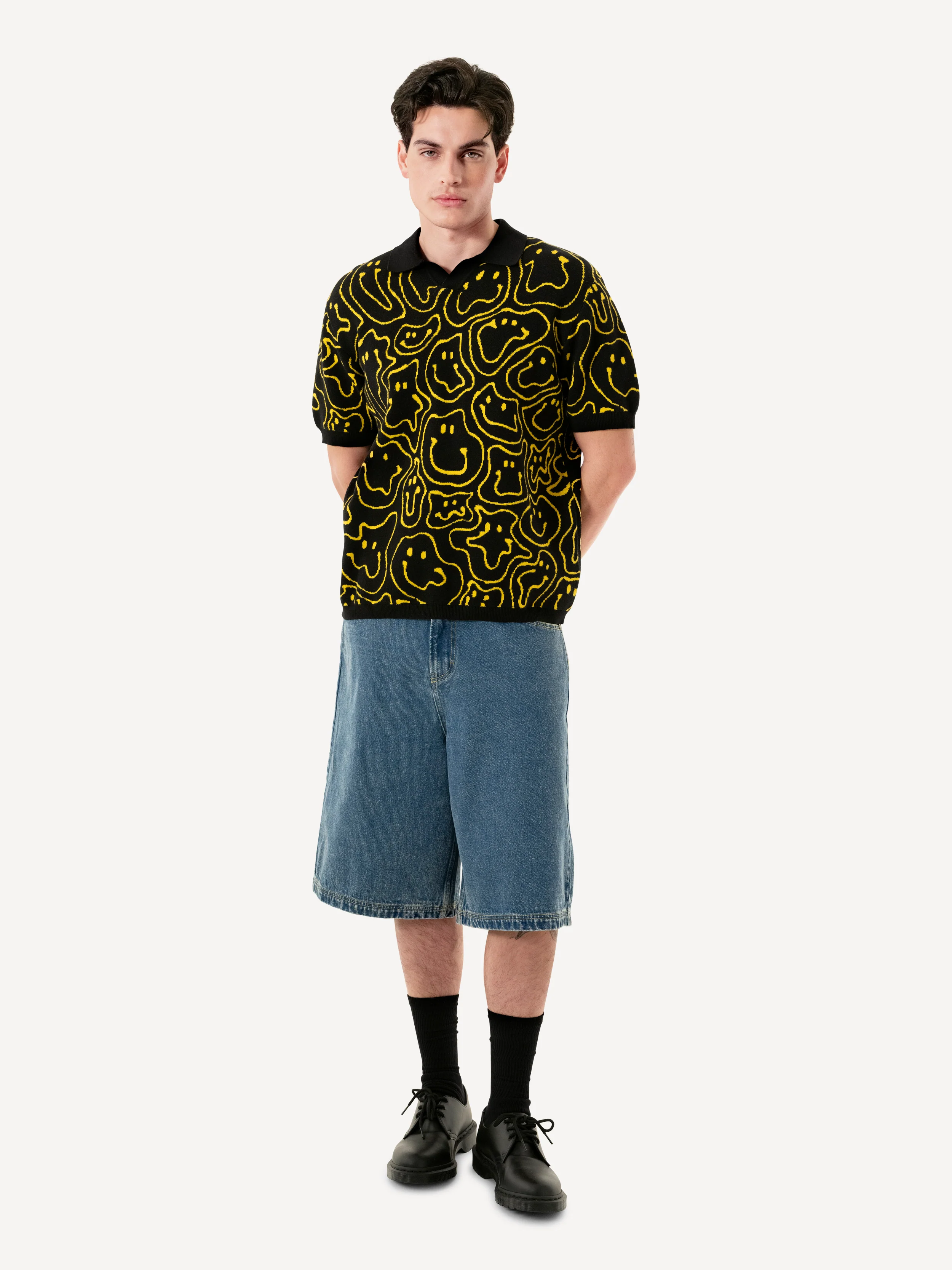 S/S JOHNNY COLLAR PULLOVER WARPED SMILEY - Image 3
