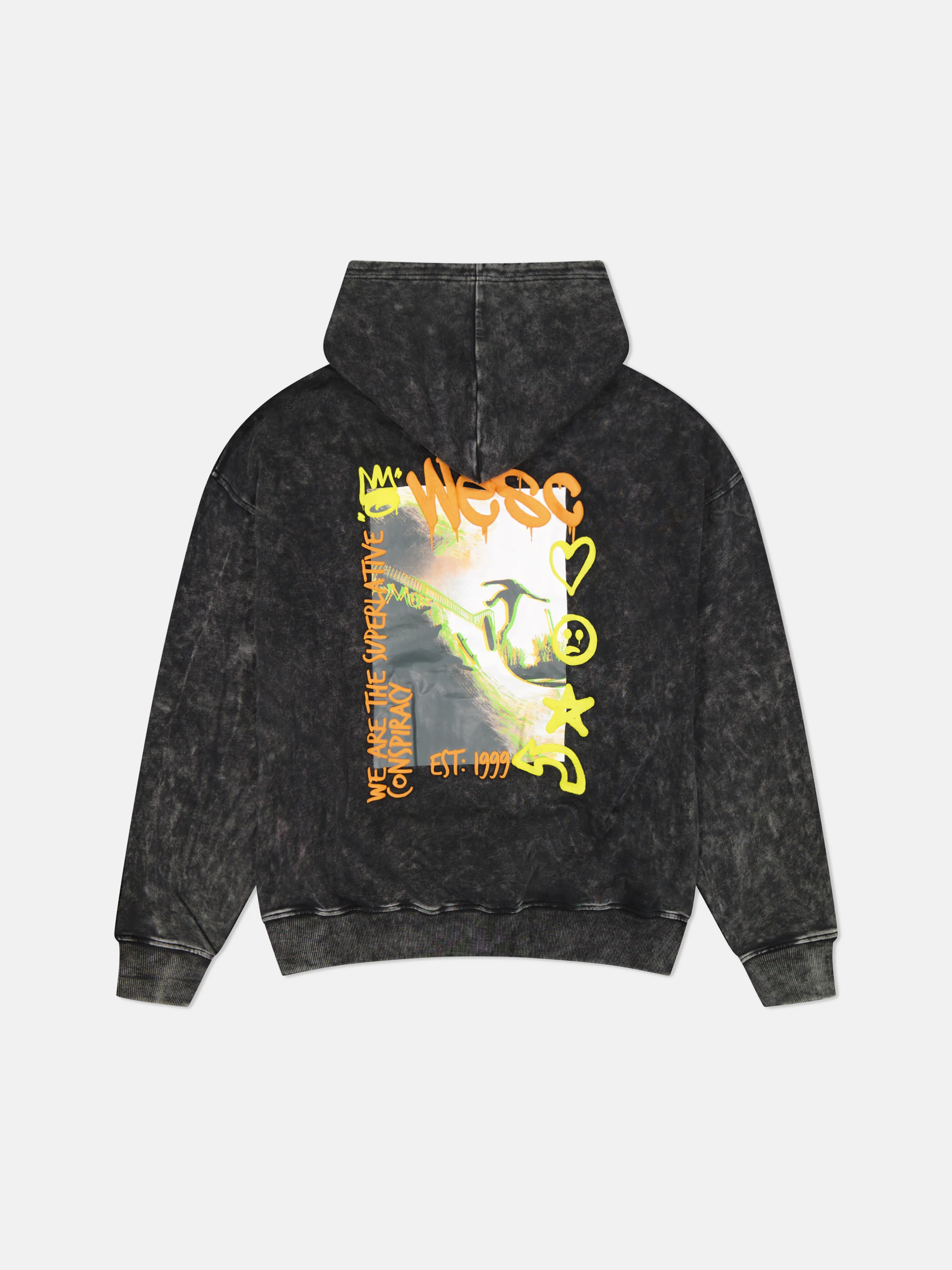 DROPPED SHOULDER HOODIE ENZYME WASH SKATER GLITCH - Image 3